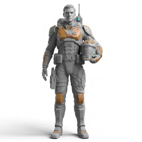 Engineer holding helmet on hip, profession, job, worker, career, occupation, employee, expert, specialist, industry, service, uniform, tools, skills, training, work, professional, figure, figurine, model, collectible