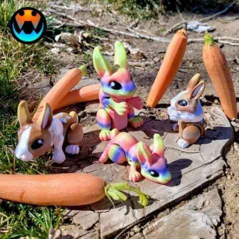 Tiny Bunny, Easter Rabbit, Tiny Easy to Print, Flexible Bun