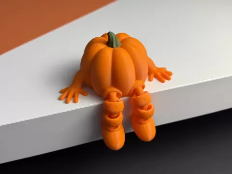 Sitting pumpkin with articulated legs