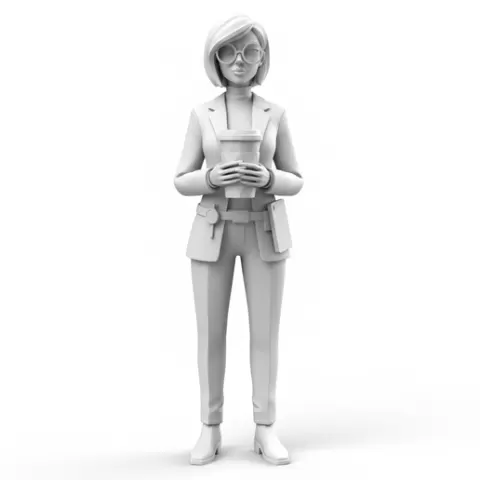 Character holding coffee cup, profession, job, worker, career, occupation, employee, expert, specialist, industry, service, uniform, tools, skills, training, work, professional, figure, figurine, model, collectible
