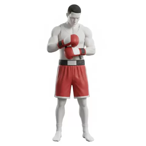Boxer adjusting gloves, profession, job, worker, career, occupation, employee, expert, specialist, industry, service, uniform, tools, skills, training, work, professional, figure, figurine, model, collectible