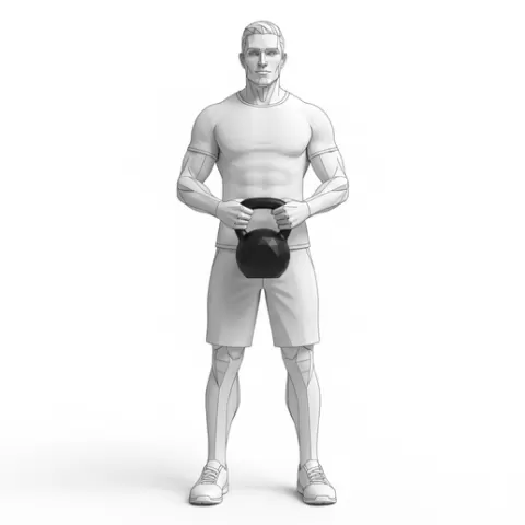 Trainer holding kettlebell, profession, job, worker, career, occupation, employee, expert, specialist, industry, service, uniform, tools, skills, training, work, professional, figure, figurine, model, collectible