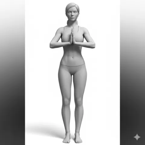 Yoga instructor hands together pose, profession, job, worker, career, occupation, employee, expert, specialist, industry, service, uniform, tools, skills, training, work, professional, figure, figurine, model, collectible