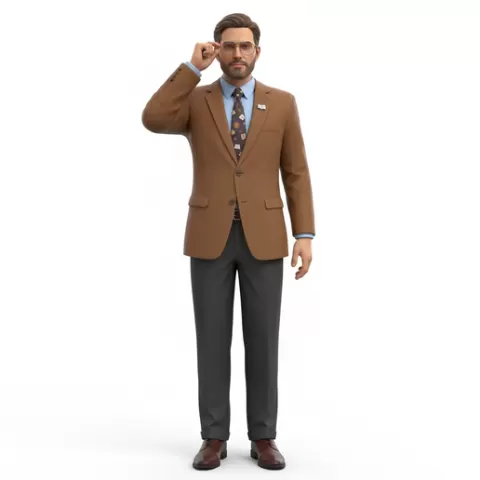 Professor adjusting glasses, profession, job, worker, career, occupation, employee, expert, specialist, industry, service, uniform, tools, skills, training, work, professional, figure, figurine, model, collectible