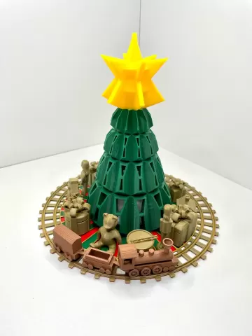 Toy Train and Presents Around the Tree