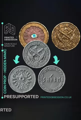 Coin - Props - Flesh of Gold - PRESUPPORTED - Illustrated and Stats - 32mm scale