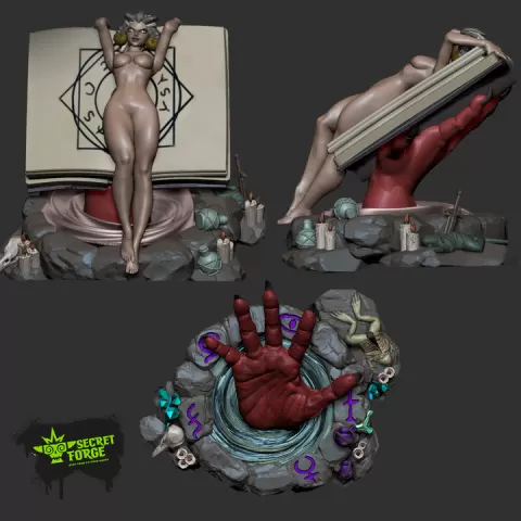 [Death Titan Rises] NSFW Necromancer Ritual Gothic Diorama for Painters (120mm Scale STL) by Secret Forge