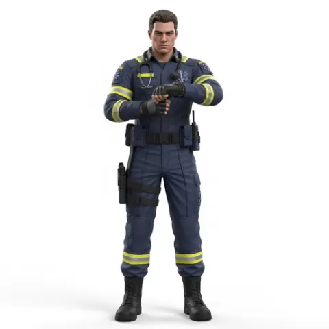 Paramedic checking watch, profession, job, worker, career, occupation, employee, expert, specialist, industry, service, uniform, tools, skills, training, work, professional, figure, figurine, model, collectible