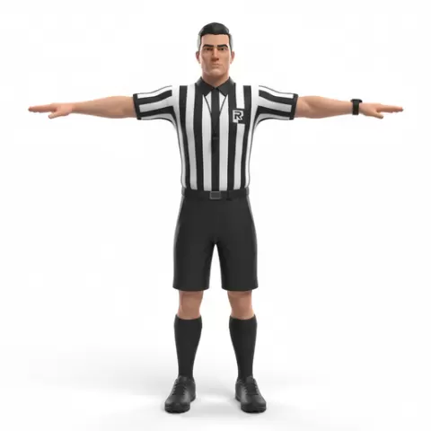 Referee arms spread signal, profession, job, worker, career, occupation, employee, expert, specialist, industry, service, uniform, tools, skills, training, work, professional, figure, figurine, model, collectible