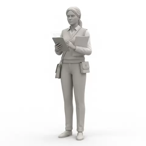Social worker writing report, profession, job, worker, career, occupation, employee, expert, specialist, industry, service, uniform, tools, skills, training, work, professional, figure, figurine, model, collectible