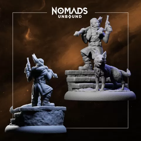 Cultist Leader Metgzer /w Dog - Advanced Game | 32mm STL | Fantasy Sci-Fi Multiverse | Pre-Supported | Nomads Unbound by Mind's Vision