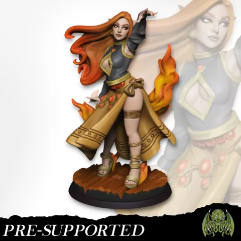 Ashara The Dancing Flame [PRE-SUPPORTED] Female Genasi Bard by Miniatures of Madness