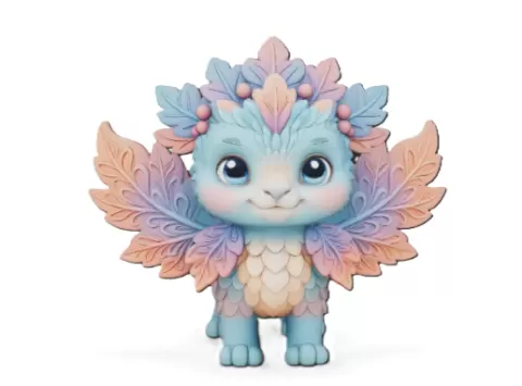 Cute Fantasy Feather Creature – Stylized 3D Printable Model