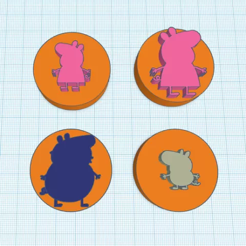 Peppa Pig Family Stamps for Clay or Play-Doh and Cakes Decorating