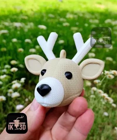 Knitted Deer Head Christmas Ornament / 3MF Included / Prints By Parts / No Supports