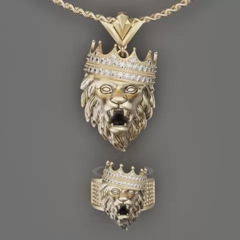 Lion pendant and ring