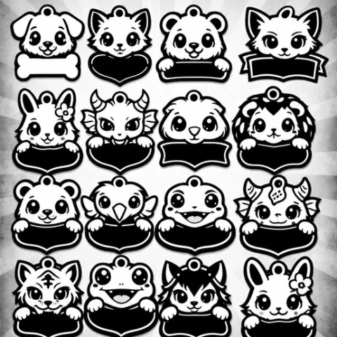 🐾 20 Anime‑Style Pet Tags – Laser & 3D Ready Pack