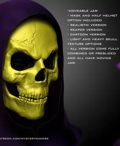 Skeletor mask with moveable jaw