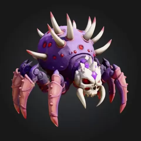 Spiked Arachnid Skullbot D&D tabletop miniature - Rectangle