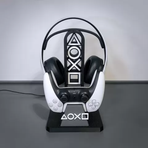PS5 Headphone + Controller Stand rechargeable - VERSION Playstation Symbol V01