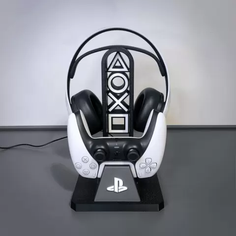 PS5 Headphone + Controller Stand rechargeable - VERSION LOGO PS