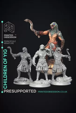 Children of Yig - 3 Models - The Wondering Desert - PRESUPPORTED - Illustrated and Stats - 32mm scal