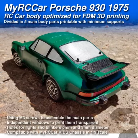 MyRCCar Porsche 911 Turbo 930 1975 RC Car Body - dlb5