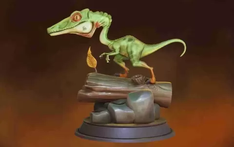 Stylized Dinosaur Compsognathus 3D Print Model - Khatri3D