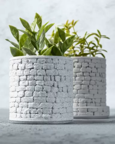 Stone Wall Planter Round