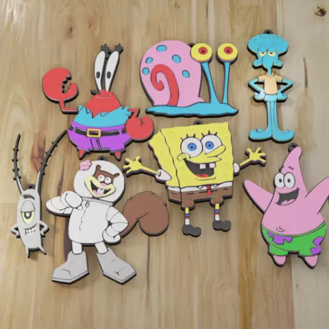 PACK 7 KEYCHAIN / KEYCHAIN SPONGEBOB KEYCHAINS