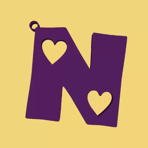 Key ring letter N with heart