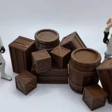 Diorama 3.75" scale Action Figurer Wooden Barrel & Crate Kenner Star Wars GI Joe compatible