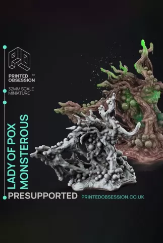 Lady of Pox - True Form - Lady of Pox - PRESUPPORTED - Illustrated and Stats - 32mm scale