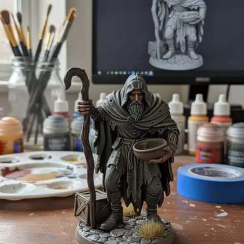 Wandering Mystic Miniature (STL/OBJ)