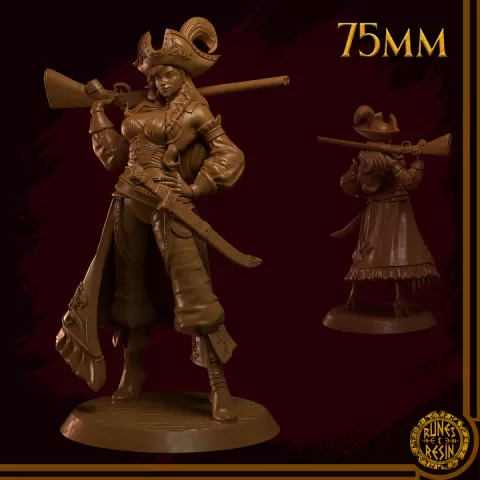 Scarlett 75mm - Pirate Rifle Gunner – Rifle Pirate Gunner – Gunner Pirate Rifle – Pirate by Runes & Resin