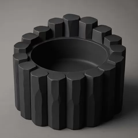 Round Basalt Column Bowl Planter
