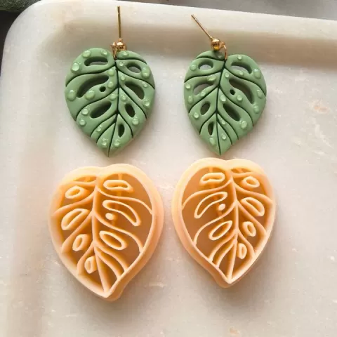 Heart-shaped Monstera Clay Cutter Digital Download | Polymer Clay Tool for Tropical Jewelry by polymer