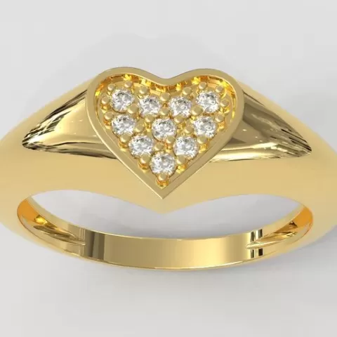Pave Heart Diamond Signet Ring