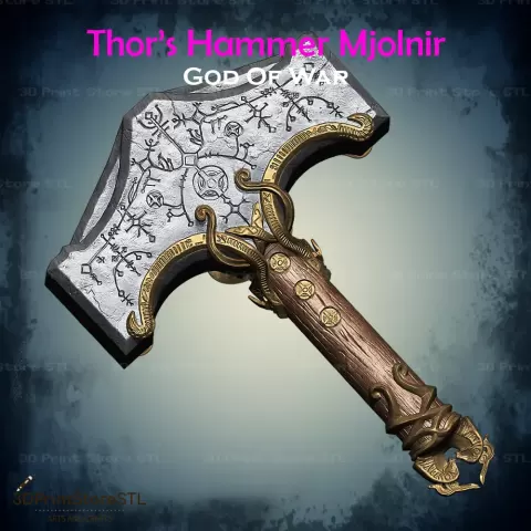 Thors Hammer Mjolnir Cosplay God of War - STL File - 3D Print Store STL
