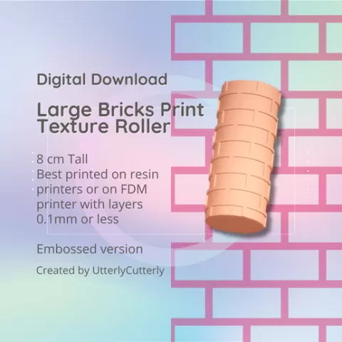 Large Bricks 1 Scales Texture Roller, Digital File- STL - Embossed roller
