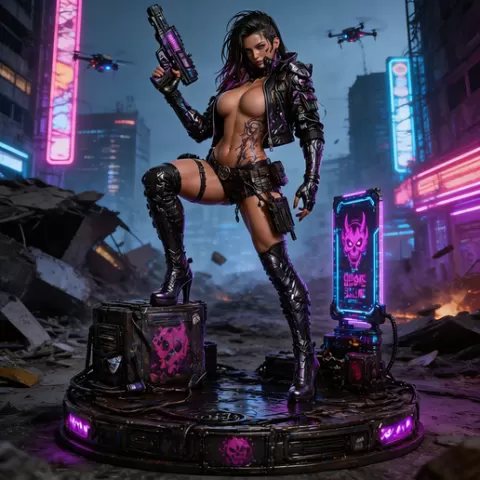 Sexy Nude Girl Woman NSFW | Zyra Hex - Voltage Queen (Cyberpunk Style Collectible)