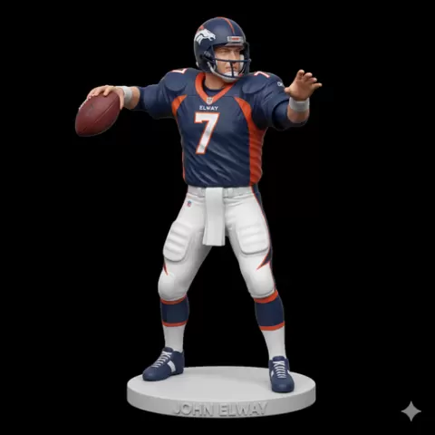 John Elway NFL players, nfl, football, player, athlete, sport, american, touchdown, pass, tackle, quarterback, helmet, pads, field, game, action, dynamic, figurine, model, stl, collectible