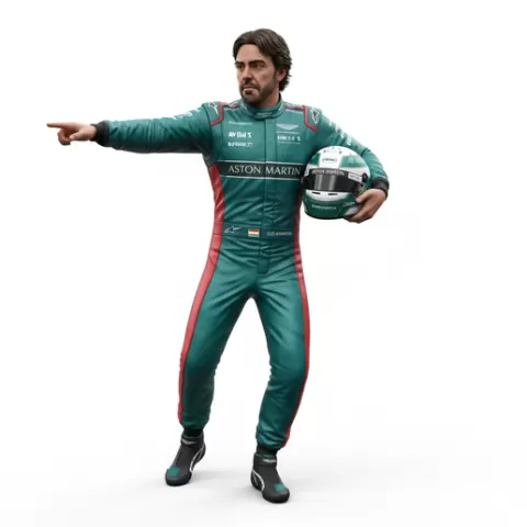 Fernando Alonso Formula 1 driver, f1, formula1, racing, driver, motorsport, race, speed, fast, car, circuit, track, grandprix, pitstop, helmet, aero, performance, action, dynamic, figurine, collectible