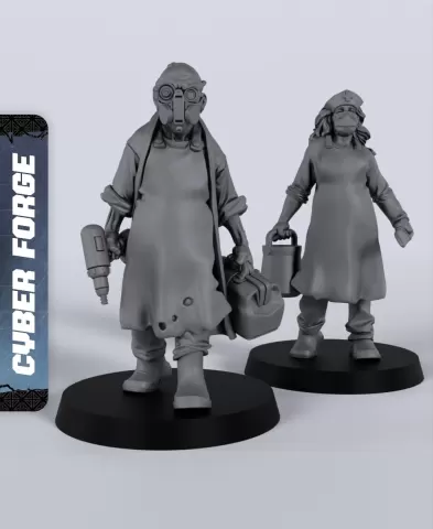 Doctor & Nurse Civilians - With Free Cyberpunk - Sci-Fi Gift Ideas for RPG and Wargame