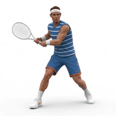 Rafael Nadal Tennis players, tennis, player, athlete, sport, racket, serve, forehand, backhand, swing, ball, court, match, grandslam, ace, volley, action, dynamic, figurine, stl, collectible