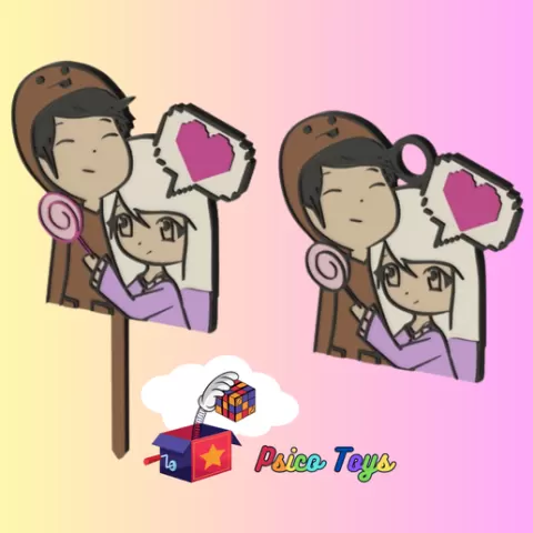 topper, key ring. lina and dani