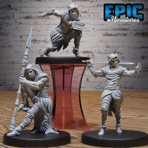 Woodmask Assasin Set / Forest Raider / Woodland Bandit / Humanoid Robber / Outlaw Warrior / Humanoid Fighter Encounter by Epic-Miniatures