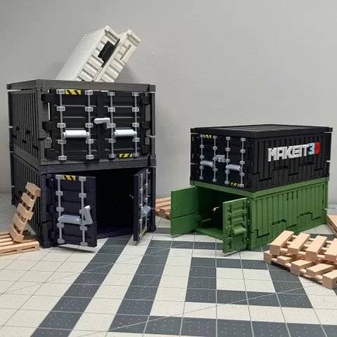3D Printable Foldable and Stackable Shipping Container STL Files
