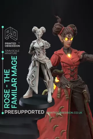 Rose Familar Seller - Elemental Familars - PRESUPPORTED - Illustrated and Stats - 32mm scale