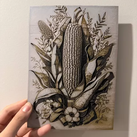 Wood-like Corn Etching - Hueforge Wall Mountable Frame Compatible - Hueforge Print